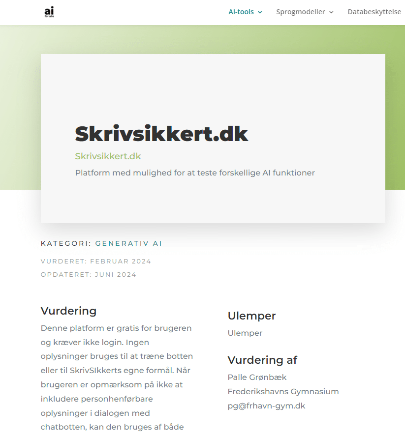 AI for alle overview site