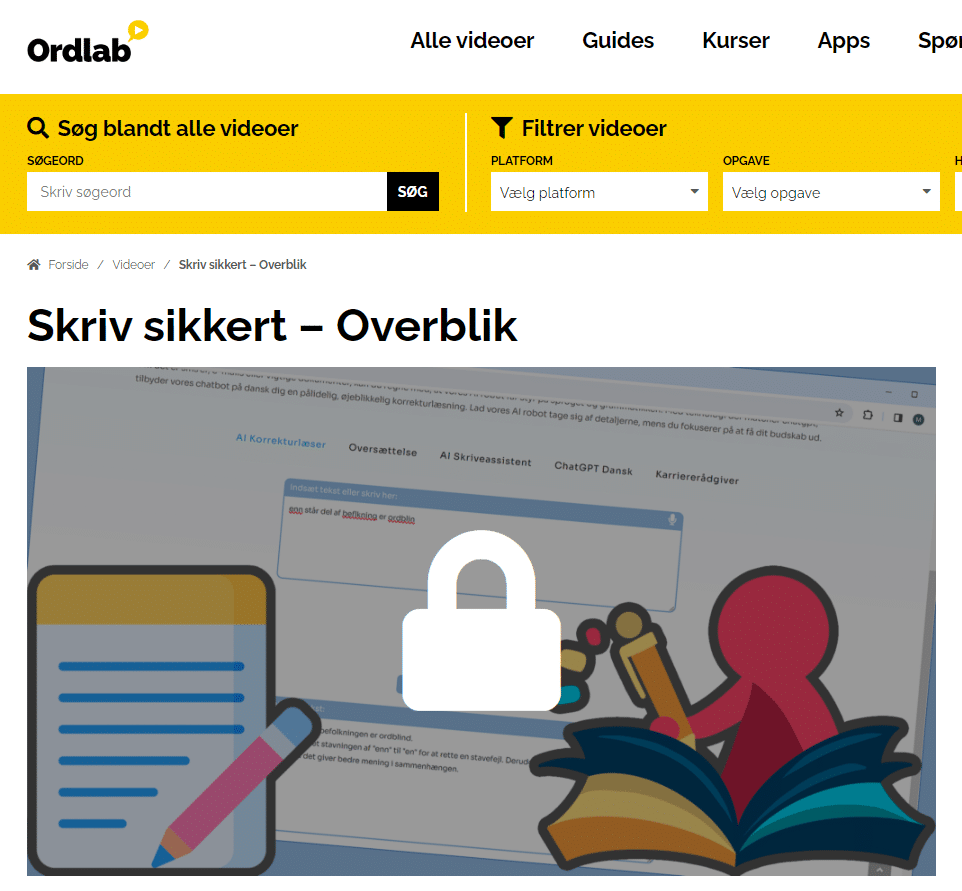 Ordlab instructional video about SkrivSikkert